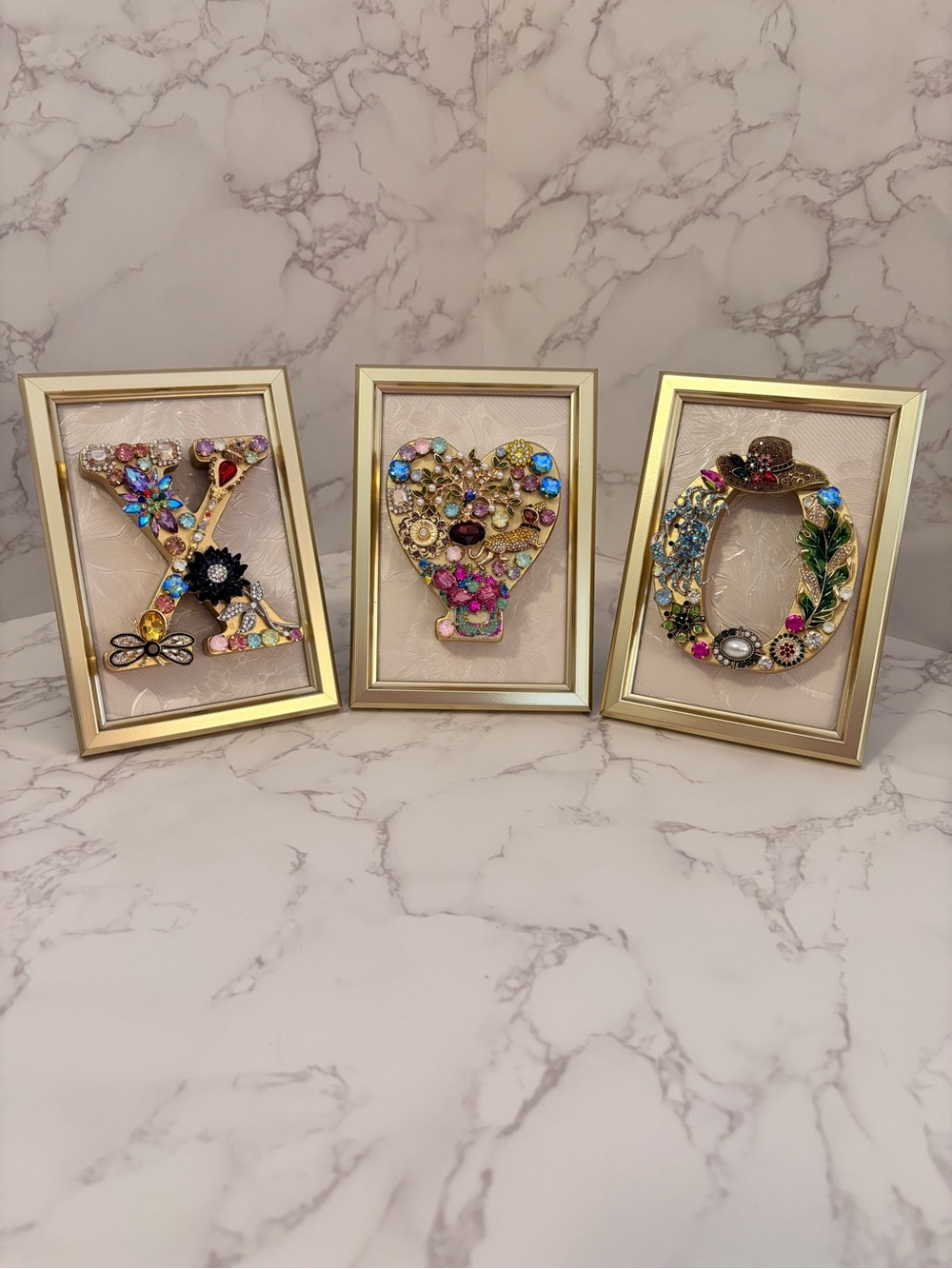 4x6 Trio Art Collection - Gold-Tone OOAK Multicolor XOX - Set of 3